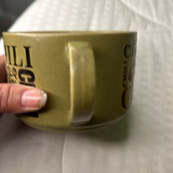 Large Stoneware Soup Mug Cup with Handle, Set of 2 Green and tan. 16 ounces - Picture 5 of 9